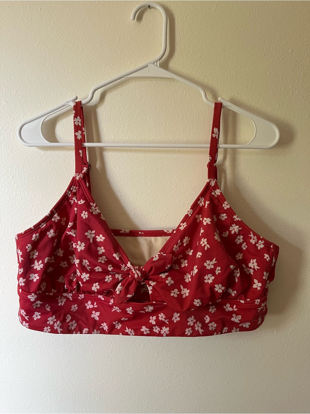 Red Floral Tie-Front Bikini Top - Picture 1 of 3